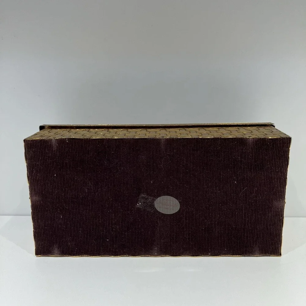 Vtg Gold Tone Metal Rectangular Tissue Box 2 Pc-Vanity Decor-Hollywood Regency